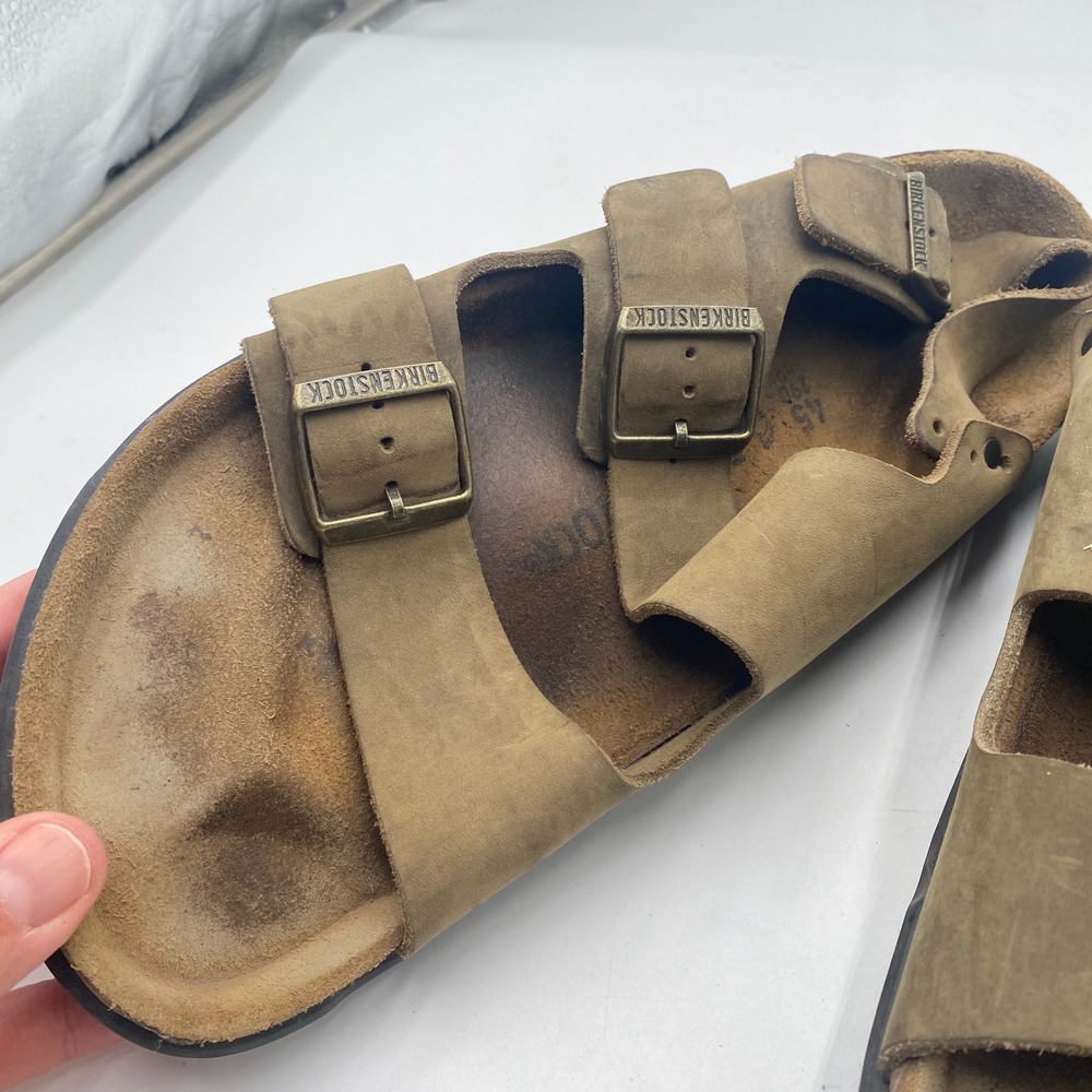 Birkenstock Milano CT Sandals Men 12 EU 45 Khaki Brown Oiled Leather Rugged Sole - Picture 4 of 15